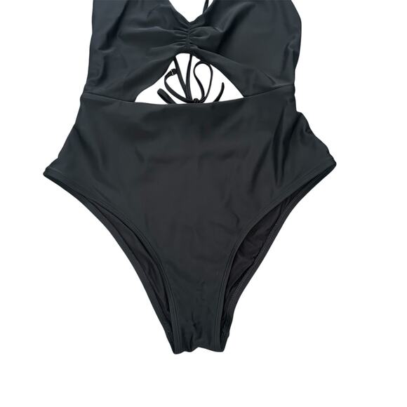 Aerie One Piece Black Strappy Cutout Swimsuit Sz Large - Picture 3 of 8